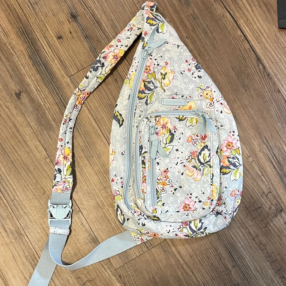 Vera Bradley Floral Sling Bag in Light Blue and Yellow - Picture 2 of 8